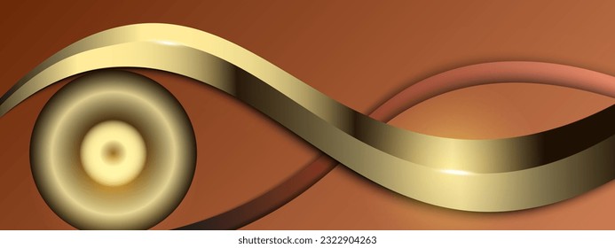 Luxury abstract golden curve lines on dark brown background with copy space for text. You can use templates, cover designs, flyers. Vector illustration