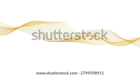  Luxury abstract golden flowing wave ribbon with smooth gradient curves and dynamic motion lines, modern technology style vector background