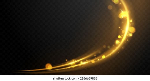 luxury abstract golden light effect design vector illustration with glittering stars on black background