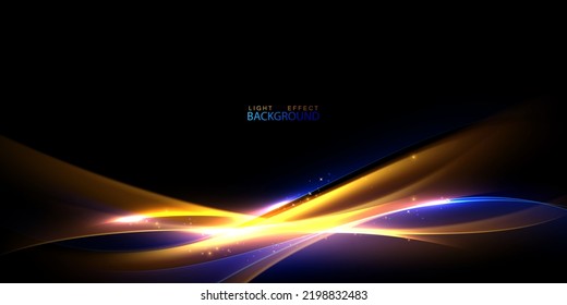 luxury abstract golden light effect design vector illustration with glittering stars on black background
