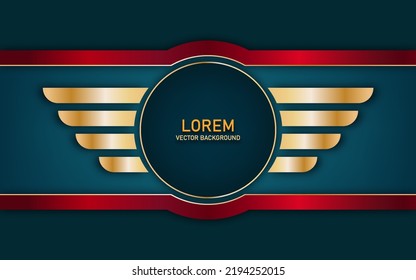 luxury abstract golden wings on dark green background