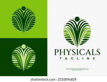 Luxury abstract human logo design branding. Elegance leaf people logo vector.