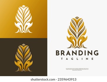 Luxury abstract line human group logo design branding