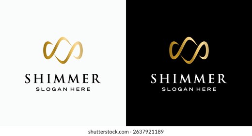 Luxury abstract line vector logo design infinity symbol shape with modern, simple and clean style. Icon for business, cosmetics and beauty, fashion and personal branding.