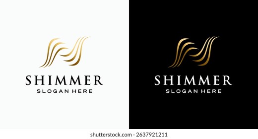 Luxury abstract line vector logo design of letter N shape with modern, simple and clean style. Icon for business, cosmetics and beauty, fashion and personal branding.