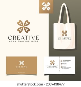 Luxury Abstract Logo Identity. Organic Bonatical Minimalist flat simple style identity logo Abstract. Premium logo vector for Business and Brand Identity. Free Business card