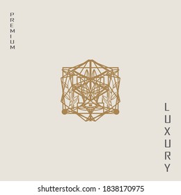 Das luxuriöse abstrakte Logo, inspiriert von Diamantsteinen und natürlichen Blättern, bildet eine Blume.