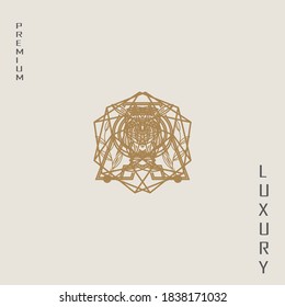 logotipo abstracto de lujo, este logotipo está inspirado en piedras de diamante y hojas naturales y forma una flor.