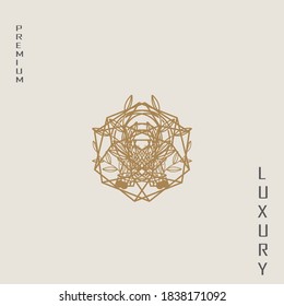 Das luxuriöse abstrakte Logo, inspiriert von Diamantsteinen und natürlichen Blättern, bildet eine Blume.