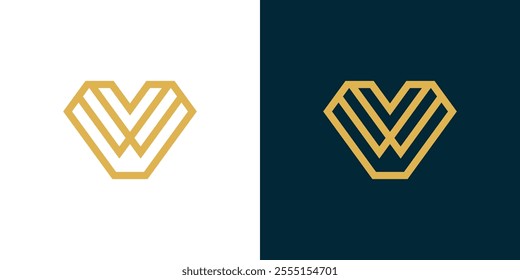 Luxury abstract logo W and W letter combination, W and V logo line art, simple logo