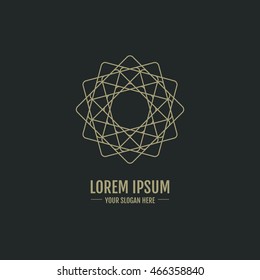 Logotipo abstracto de lujo en forma de flor. Emblema geométrico simple para boutique, centro de relajación o spa, estudio de yoga, atención médica y medicina tradicional. Signo ornamental de Vector. Logotipo lineal.