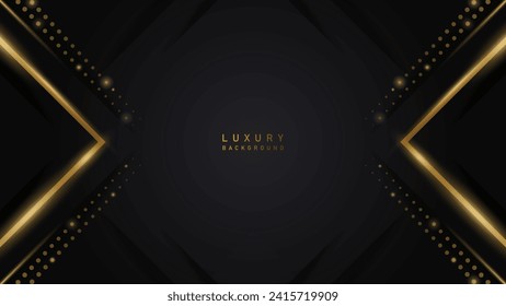 Luxury abstract modern background with golden lines on black backdrop. vector illustration template deluxe design