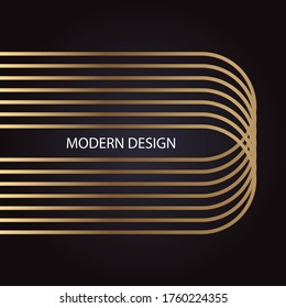 Luxury abstract modern design with golden ellipse on black background