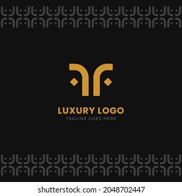 Luxury abstract monogram letter F and F logo icon in gold color with batik like pattern