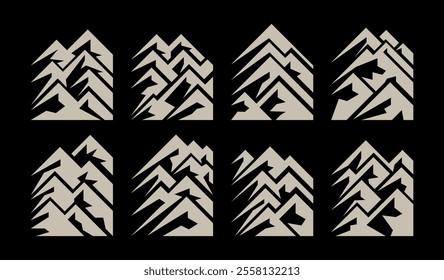 Luxury abstract mountain range square logo set