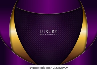 Luxury Abstract Overlapped Background Premium Purple and Shiny Golden