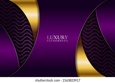 Luxury Abstract Overlapped Background Premium Elegant Purple and Shiny Golden with Wavy Line