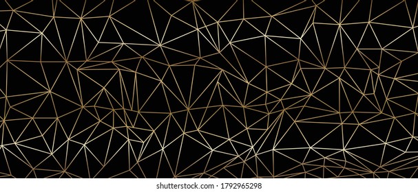 Luxury  abstract polygon artistic geometric with gold line background. Decorating in pattern of premium polygon style for ads, poster, cover, wallpaper, print, artwork.  Vector illustration.