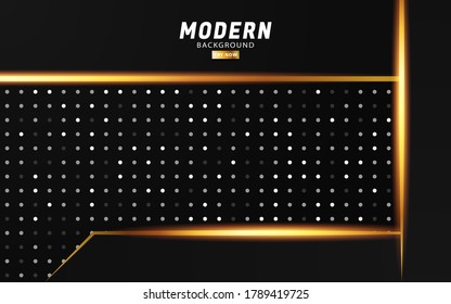 luxury abstract premium black background banner design .Overlap layers with paper effect on dots textured background.