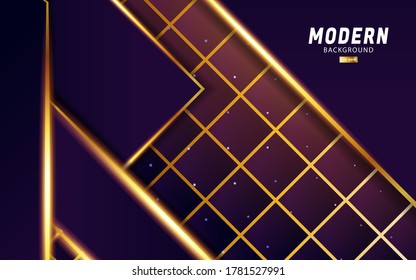 banner de fondo de vector púrpura de lujo abstracto premium con línea dorada.Capas superpuestas con efecto de papel.Efecto de luz realista sobre puntos de fondo texturizado.ilustración vectorial