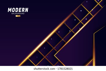 luxury abstract premium purple vector background banner with gold line.Overlap layers with paper effect.Realistic light effect on dots textured background.vector illustration.