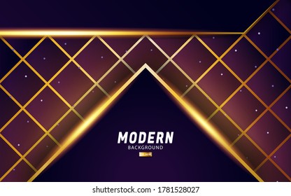 banner de fondo de vector púrpura de lujo abstracto premium con línea dorada.Capas superpuestas con efecto de papel.Efecto de luz realista sobre puntos de fondo texturizado.ilustración vectorial