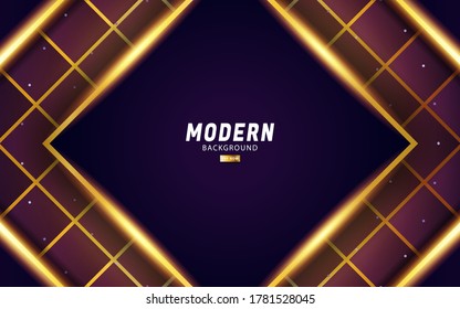 luxury abstract premium purple vector background banner with gold line.Overlap layers with paper effect.Realistic light effect on dots textured background.vector illustration.