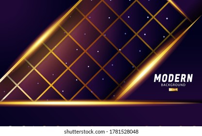 luxury abstract premium purple vector background banner with gold line.Overlap layers with paper effect.Realistic light effect on dots textured background.vector illustration.