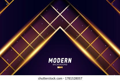 banner de fondo de vector púrpura de lujo abstracto premium con línea dorada.Capas superpuestas con efecto de papel.Efecto de luz realista sobre puntos de fondo texturizado.ilustración vectorial