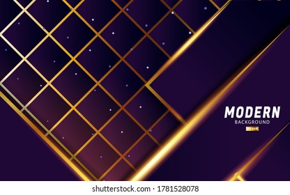 luxury abstract premium purple vector background banner with gold line.Overlap layers with paper effect.Realistic light effect on dots textured background.vector illustration.