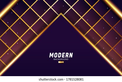 luxury abstract premium purple vector background banner with gold line.Overlap layers with paper effect.Realistic light effect on dots textured background.vector illustration.
