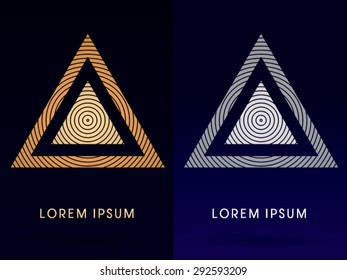 Luxury Abstract pyramid, construction, building, designed using line circle, logo graphic vector.
