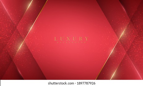 Luxury abstract red background and golden lines sparkle geometric shapes  Illustration from vector about modern template design for sweet   elegant feeling 