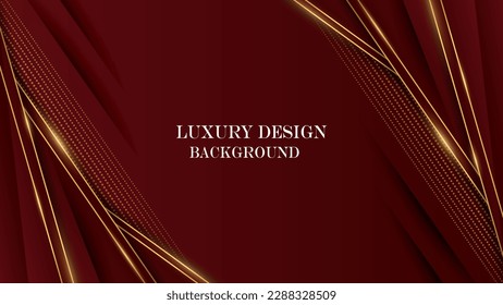 luxury abstract red color background with shiny gold line vector. luxury elegant theme design