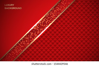Luxury abstract red paper shapes background a combination with light golden glitters element decoration. Modern vector template for use cover, banner, brochure, flyer, business card