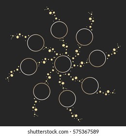 Luxury abstract round shape decoration. Simple vector illustration for exclusive events. Black background.