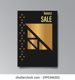 Luxury abstract Sale brochure template. Art deco elegant banner, premium promo background for holiday, with gold. Shiny Vector illustration.