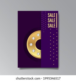 Luxury abstract Sale brochure template. Art deco elegant banner, premium promo background for holiday, with gold. Shiny Vector illustration.