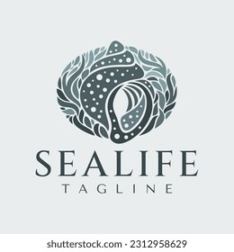 Luxury abstract sea oyster logo design branding. Modern ocean wave oyster logo.