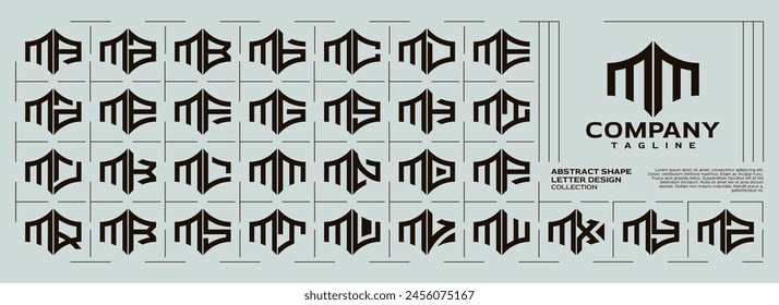 Luxury abstract shape letter M MM logo vector set