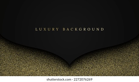Luxuriöse abstrakte Form, Premium, schwarzer Hintergrund mit goldenem glänzendem Funken