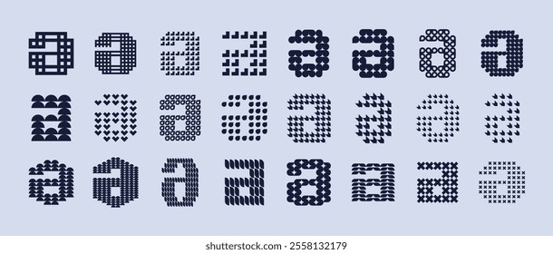 Luxury abstract stripe lowercase letter A logo set