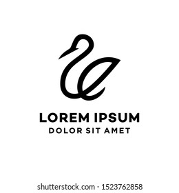 luxury and abstract swan goose duck logo vector hipster icon line outline elegant flamingo monoline illustration bird heron pelican swan ibis stork vector logo icon in trendy linear line monoline 