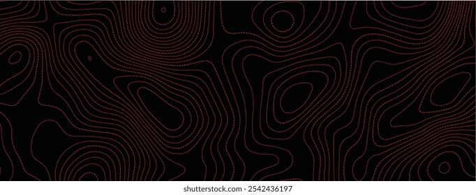 Luxury abstract Topographic line map. Modern design with black background with topographic wavy pattern design.