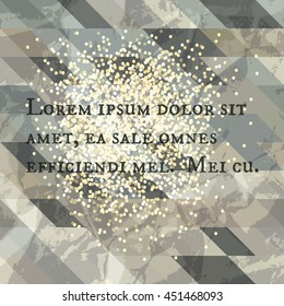 Luxury abstract transparent  background, with triangle textured design and placer gold points: golden-grey-blue-beige classic palette
