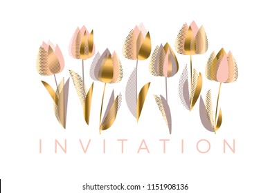 Luxury abstract tulip flowers vector illustration. Elegant floral element on white background for header, card, invitation, poster, cover and other web and print design projects 