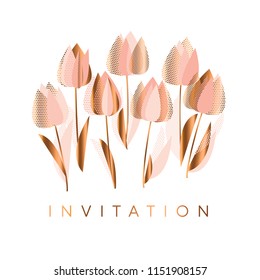 Luxury abstract tulip flowers vector illustration. Elegant floral element on white background for header, card, invitation, poster, cover and other web and print design projects 