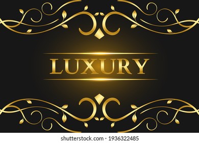 Luxury abstract vector background with gold ornament and text. Modern background.