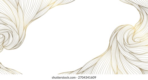 Fundo de vetor abstrato de luxo, linhas de onda dourada, gradiente suave, modelo de luxo japonês, design premium brilhante. Banner do prêmio, cartão VIP, cartaz festivo.