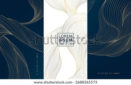 Luxury abstract vector backgrounds, golden wave lines, marble textures, elegant geometric frames, royal modern style. Premium packaging, wine or perfume labels, wedding cards